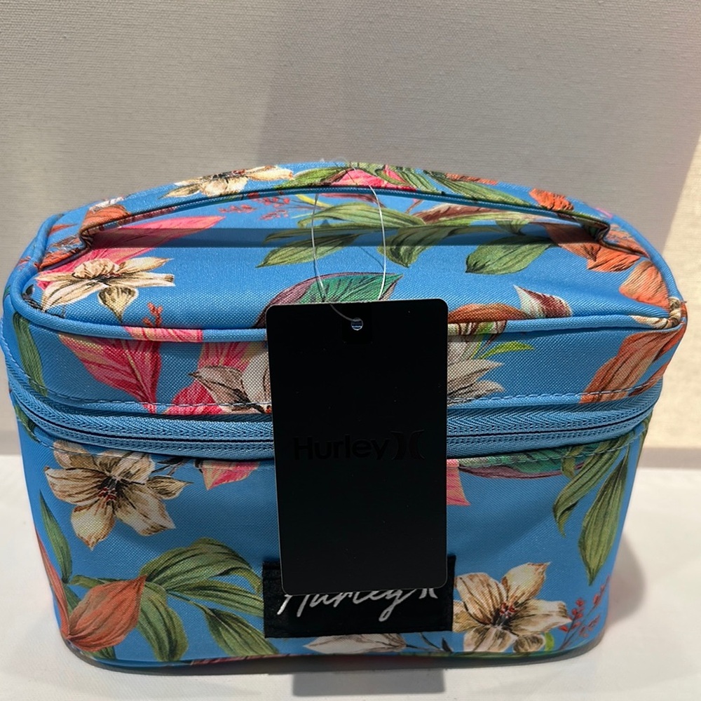 NWT Hurley Top handle Cosmetics Bag with zipper closure.